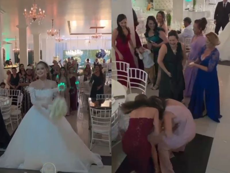 Confusão em festa de casamento em Manaus: tia e prima da noiva brigam pelo buquê e vídeo viraliza