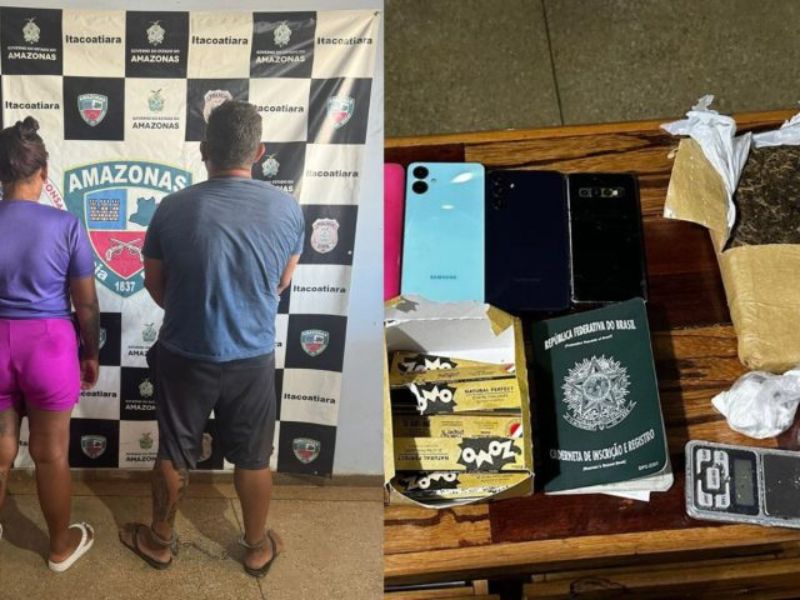 Casal é preso com drogas e materiais do tráfico durante ação da Polícia Civil em Itacoatiara